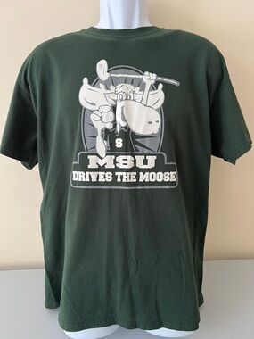 Gildan Dark Green Michigan State MSU Drives The Moose (Lodge) Golf Graphic Tee